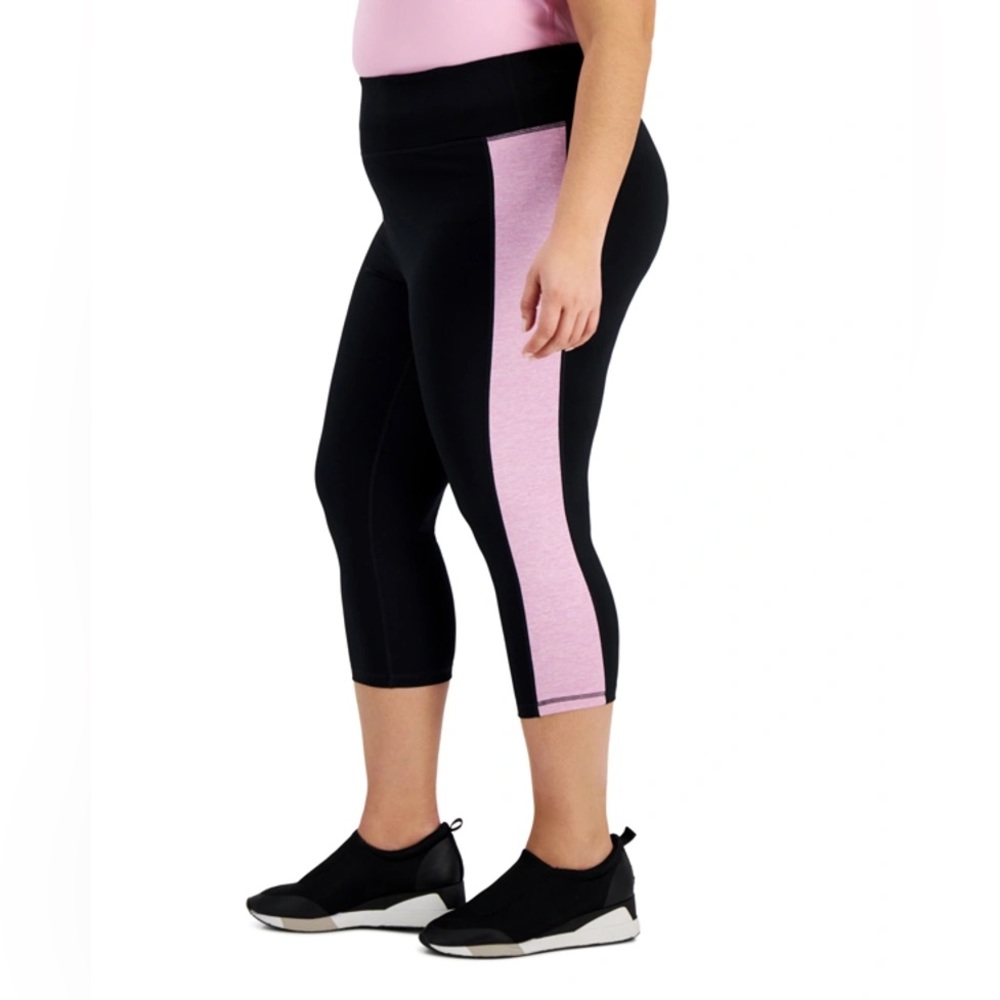 ID Ideology Colorblocked Cropped Leggings in Noir Purple, Plus Size 3X New w/Tag - Picture 4 of 5
